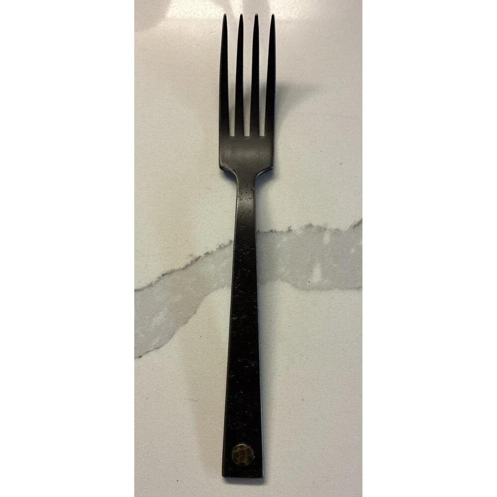 Restoration Hardware Hammered Steel Rivet Flatware Cutlery Set Blackened 5 pc